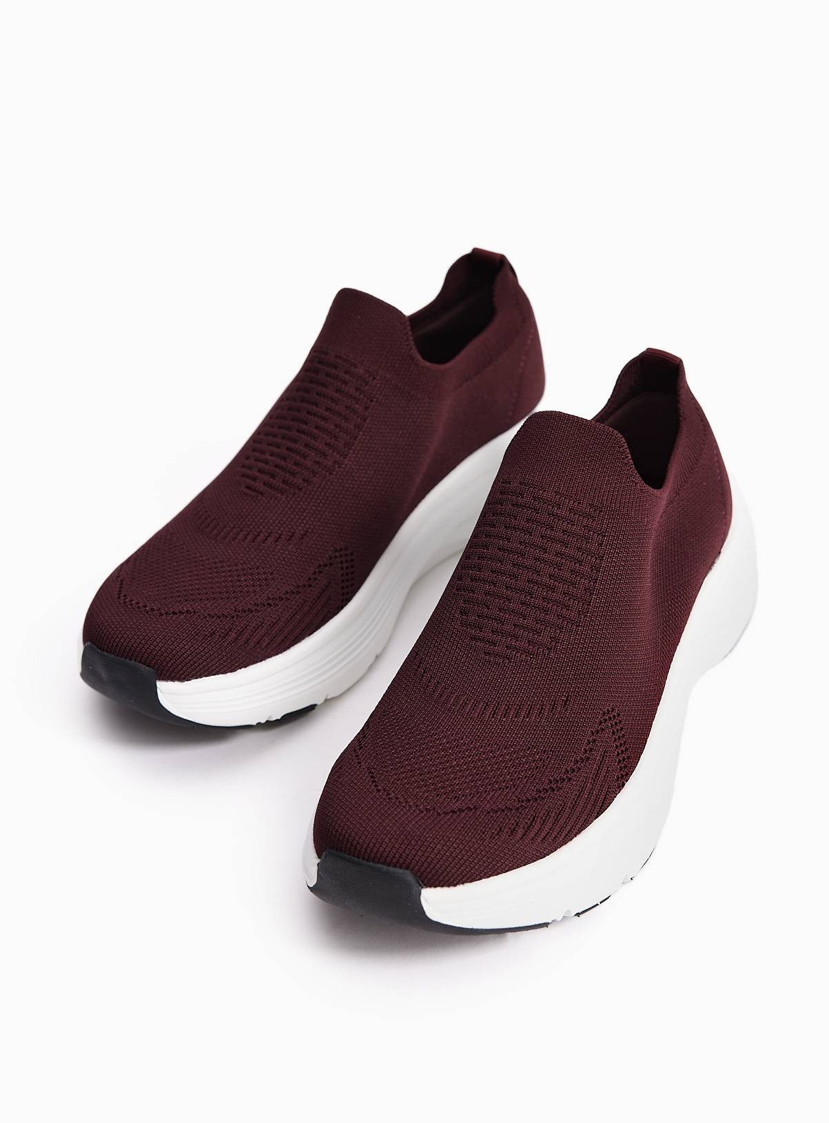 Burgundy Knitted Active Trainers 6 - Image 3